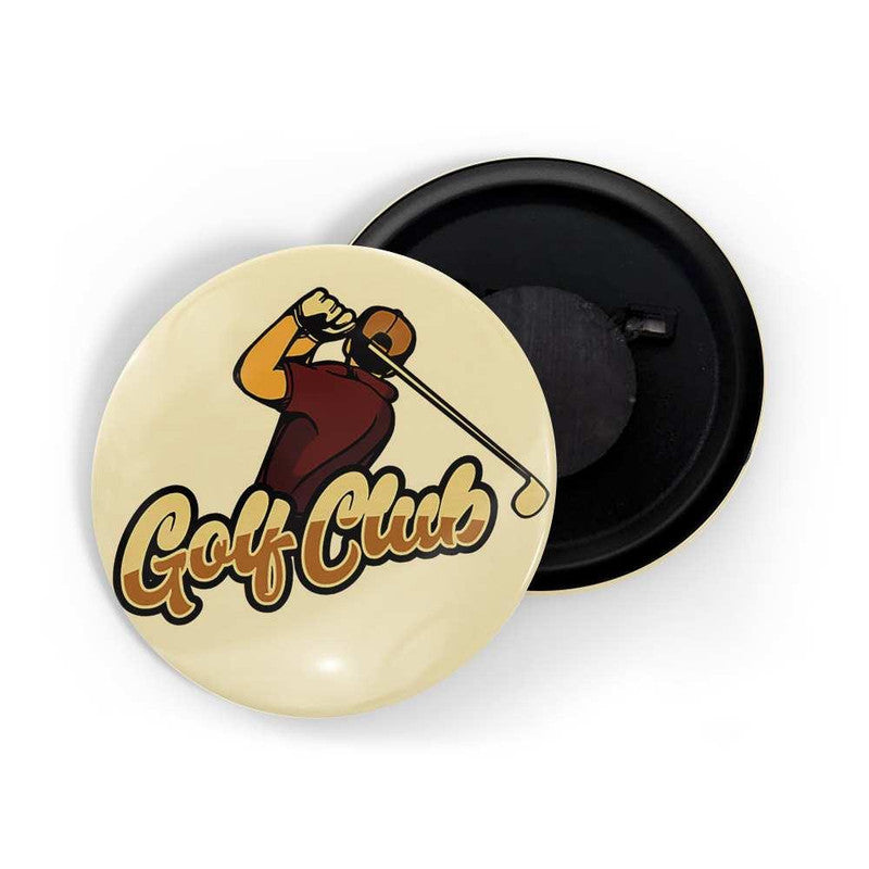 dhcrafts Yellow color Round Fridge Magnet Golf Club Glossy Finish Design Pack of 1 (75 mm)